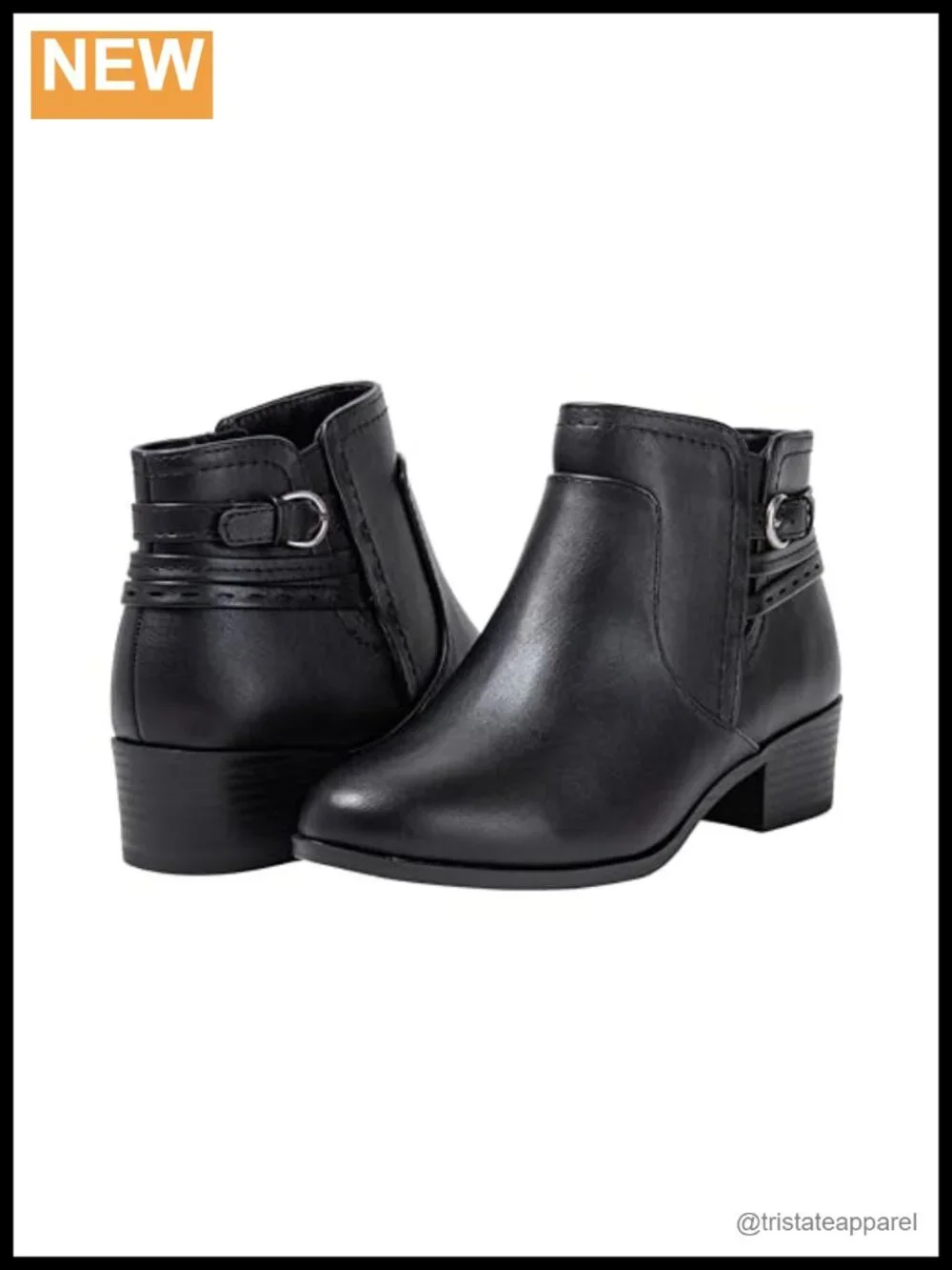 Kassie Daniela DIXIE Ankle Booties Low Block Heel Side Zip Buckle